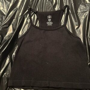 Black cropped halter tank top